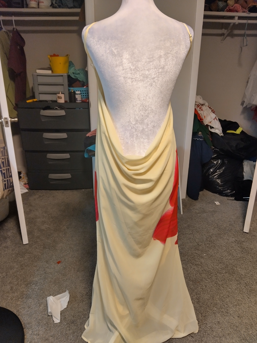 Peppermayo Pale Yellow Slip Dress with Red Floral Motif - Picture 6 of 8